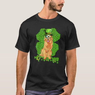 Camiseta Cachorro Retriever Dourado Engraçado Trevo Dia de 