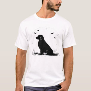 Camiseta Cachorro Retriever Dourado Silhueta de Halloween L