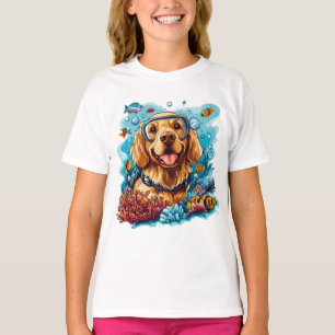 Camiseta Cachorro Retriever Dourado Snorkeling Recife de Co