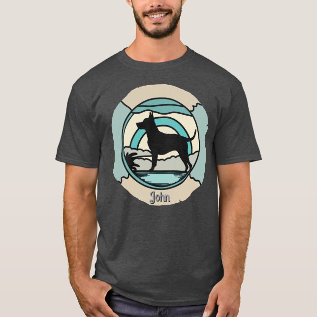 Camiseta Cachorro Retrominimalista sozinho na praia (Frente)