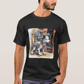 Camiseta Cachorro Robô Mecânico Robô Cachorro Com Engrenage