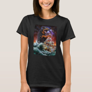 Camiseta Cachorro Rottweiler Como Kraken Ataca Um Navio De