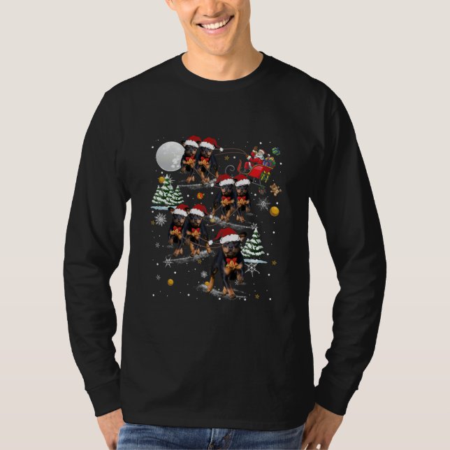 Camiseta Cachorro Rottweiler Papai Noel Lua Natal Engraçado (Frente)