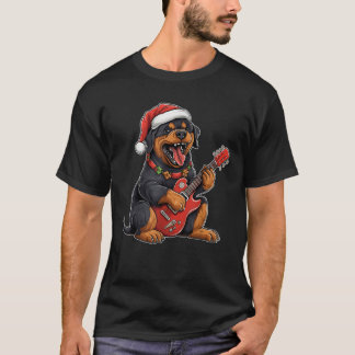 Camiseta Cachorro Rottweiler Tocando Guitarra Chapéu de Pap