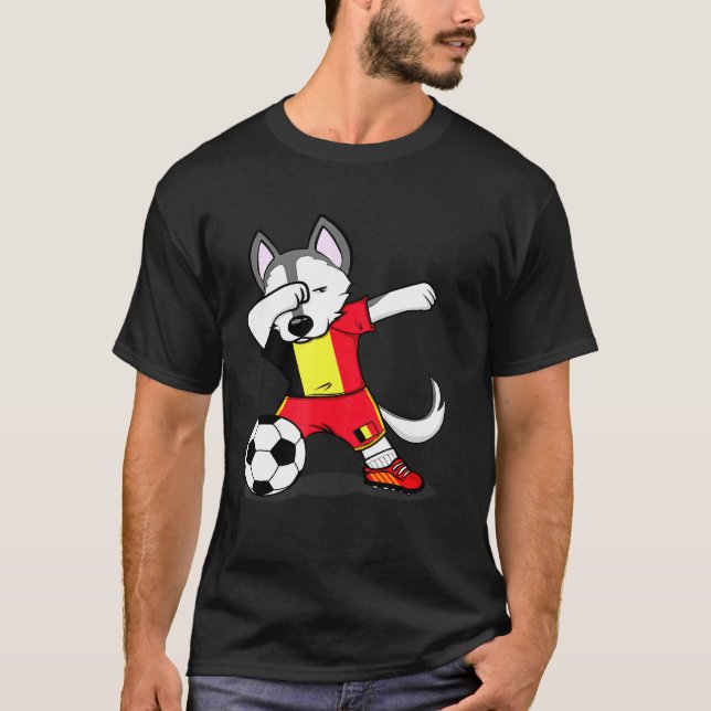 Camiseta Cachorro Rouco Cachorro Bélgica Futebol Bandeira B (Frente)