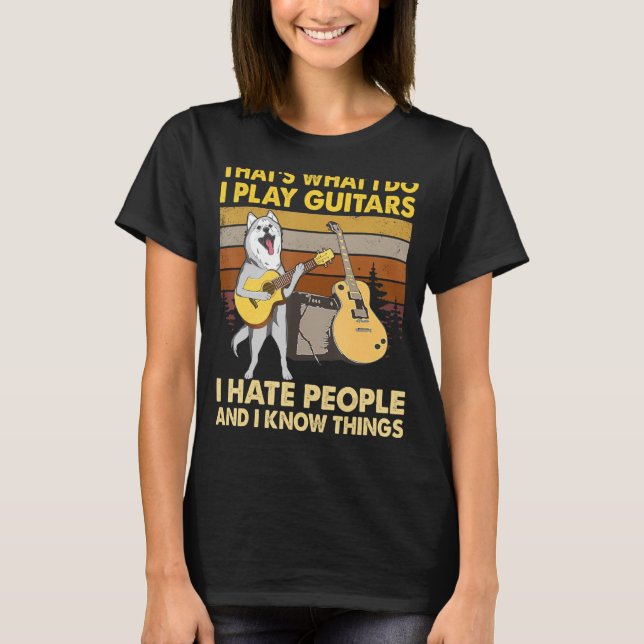 Camiseta Cachorro rouco É o que eu faço, eu toco guitarra n (Frente)