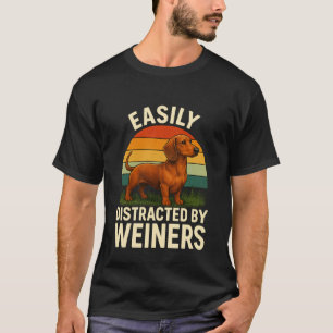 Camiseta Cachorro Salsicha Dachshund, Facilmente Distraído