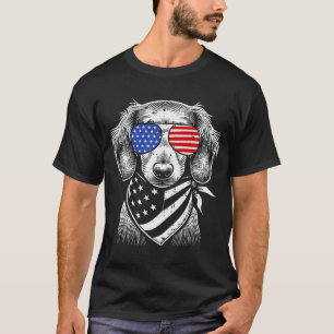 Camiseta Cachorro Salsicha Dachshund Patriótico 4 de Julho 