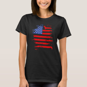 Camiseta Cachorro Salsicha E Bandeira Americana Cão Wiener 