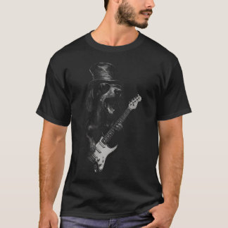 Camiseta Cachorro Salsicha Estrela do Rock Tocando