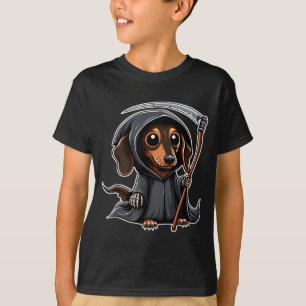 Camiseta Cachorro Salsicha Halloween Dachshund Ceifador