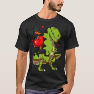 Camiseta Cachorro Salsicha Montando Dinossauro T-Rex