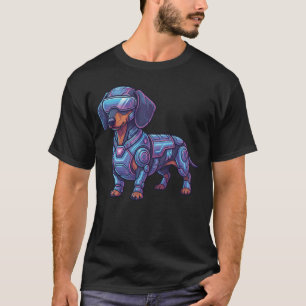 Camiseta Cachorro Salsicha Neon Cyberpunk Gamer Futurista