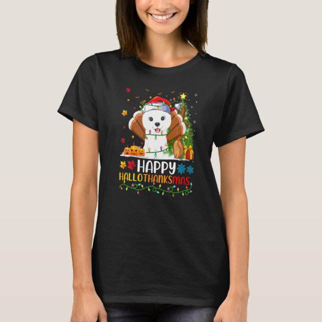 Camiseta Cachorro Samoyed Feliz Samoyed OláobrigadoNatal (Frente)