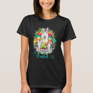 Camiseta Cachorro Samoyed Na Cesta De Ovos De Páscoa Bunnie