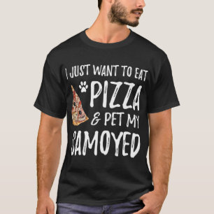 Camiseta Cachorro Samoyed Pizza Pizza Engraçado Cachorro Mã