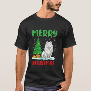 Camiseta Cachorro Samoyed Tree Xmas Sweater Men Mulheres Fe