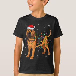 Camiseta Cachorro Sanguíneo Xmas Lighting Santa Hat Bloodou