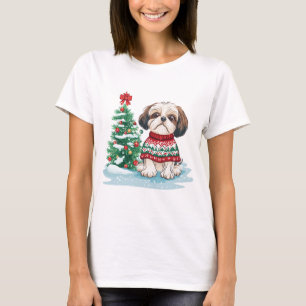 Camiseta Cachorro Santa Shih Tzu Natal