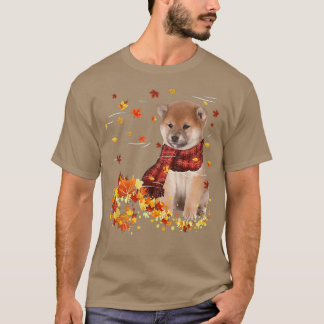 Camiseta Cachorro ScarfShiba Inu Cachorro Folhas de outono