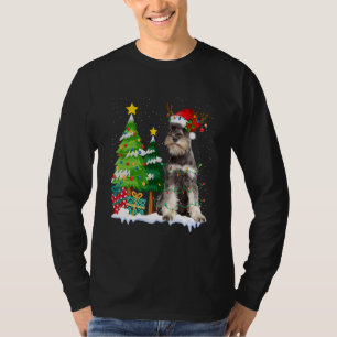 Camiseta Cachorro Schnauzer Chapéu de Papai Noel Rena de Lu