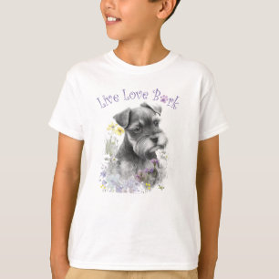 Camiseta Cachorro Schnauzer Fofo Floral