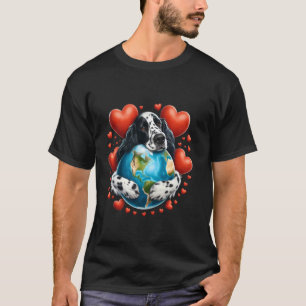 Camiseta Cachorro Setter Inglês Dia da Terra Abraço Amor Do