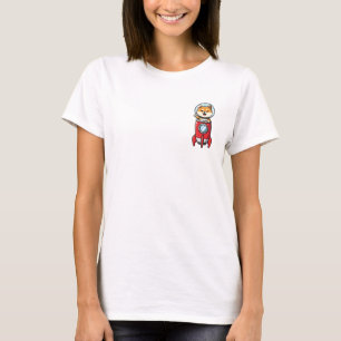 Camiseta Cachorro Shiba Inu Astronauta Adorável em Foguete