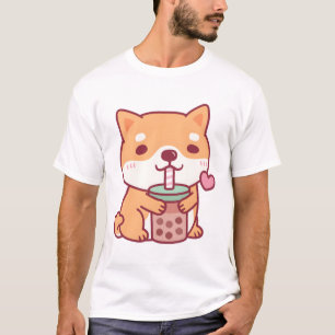 Camiseta Cachorro Shiba Inu Cachorro Gelado Adora Chá De Bo
