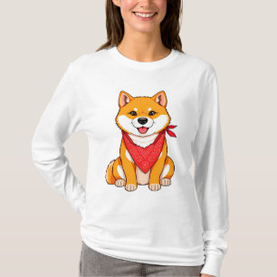 Camiseta Cachorro Shiba Inu de Desenho Animado Fofo com Ban