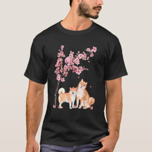 Camiseta Cachorro Shiba Inu Japonês Flor de Cerejeira Sakur