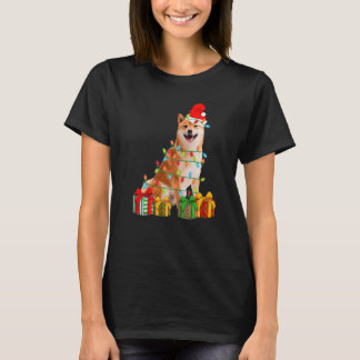 Camiseta Cachorro Shiba Inu Luzes de Natal Cachorrinho