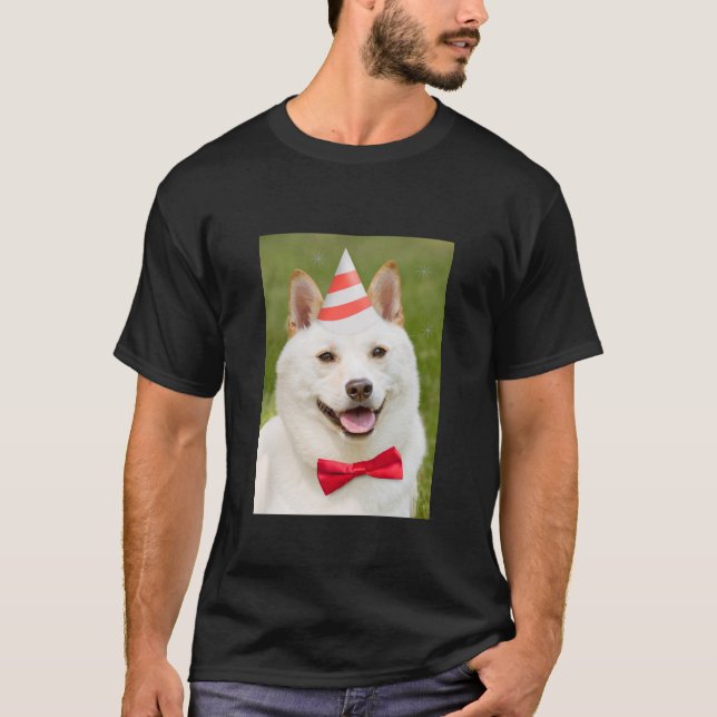 Camiseta Cachorro Shiba Inu No Chapéu Do Partido (Frente)