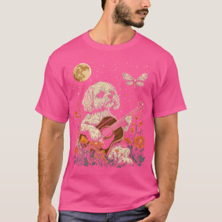 Camiseta Cachorro Shih Tzu Tocando Guitarra Cottagecore