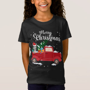 Camiseta Cachorro Siberiano Andando Caminhão Vermelho Natal