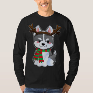 Camiseta Cachorro Siberiano Bonito Oferece Xmas De Natal En