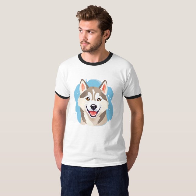 Camiseta Cachorro Siberiano Cachorro Cachorro roucos Engraç (Frente Completa)