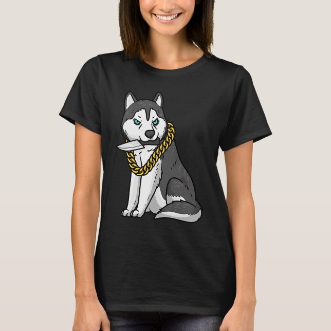 Camiseta Cachorro Siberiano Husky Com Faca (Frente)