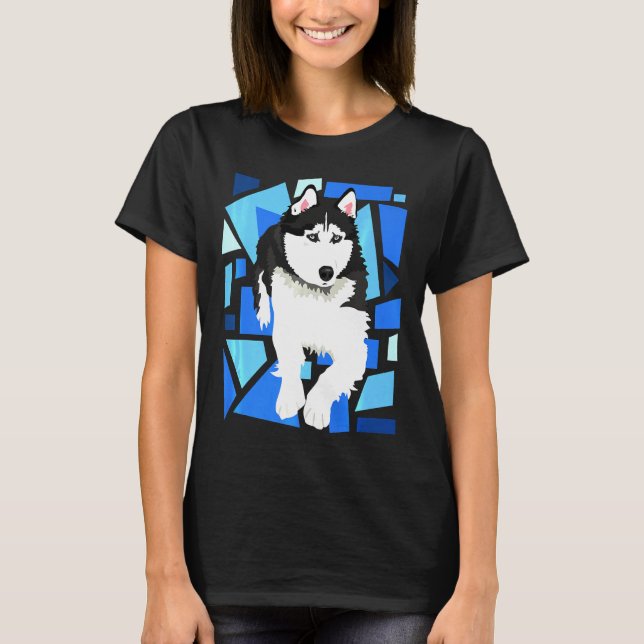 Camiseta Cachorro Siberiano Husky Com Olhos Azuis (Frente)