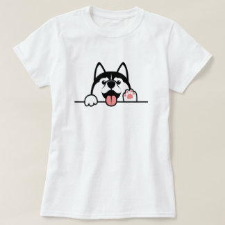 Camiseta Cachorro siberiano, patas brancas na parede,