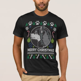 Camiseta Cachorro Siberiano Ração Feia De Natal