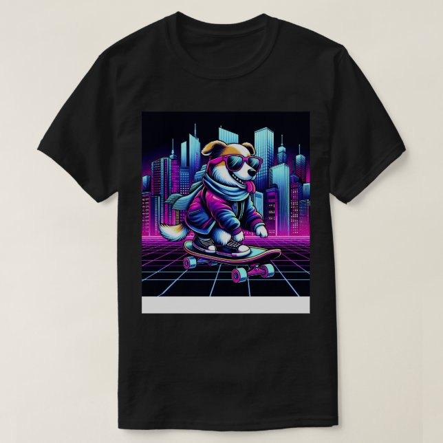 Camiseta Cachorro Skateboard 6 (Frente do Design)