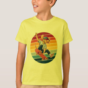 Camiseta Cachorro Skatista Pôr do Sol Retro