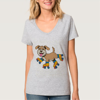 Camiseta Cachorro Sobre Skates De Cilindro Seguindo Eu Vejo