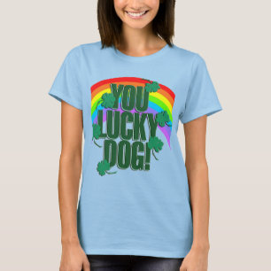 Camiseta Cachorro Sortudo e Rua Arco-Íris.