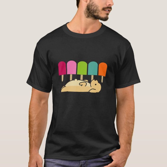 Camiseta Cachorro sorvete engraçado com fome de comida (Frente)