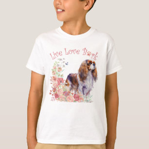 Camiseta Cachorro Spaniel Cavalier King Charles Floral Fofo