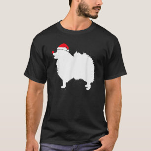 Camiseta Cachorro Spitz Japonês Chapéu de Papai Noel Natal