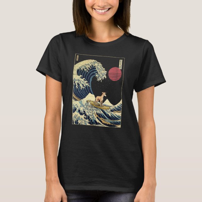Camiseta Cachorro Surf Kanagawa Japonês (Frente)