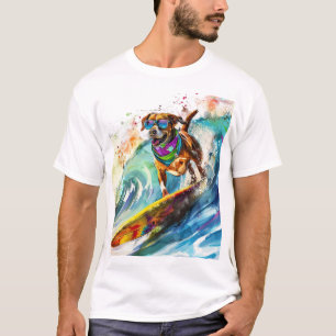 Camiseta Cachorro surfador - Ilustração da Pup de Praia do 